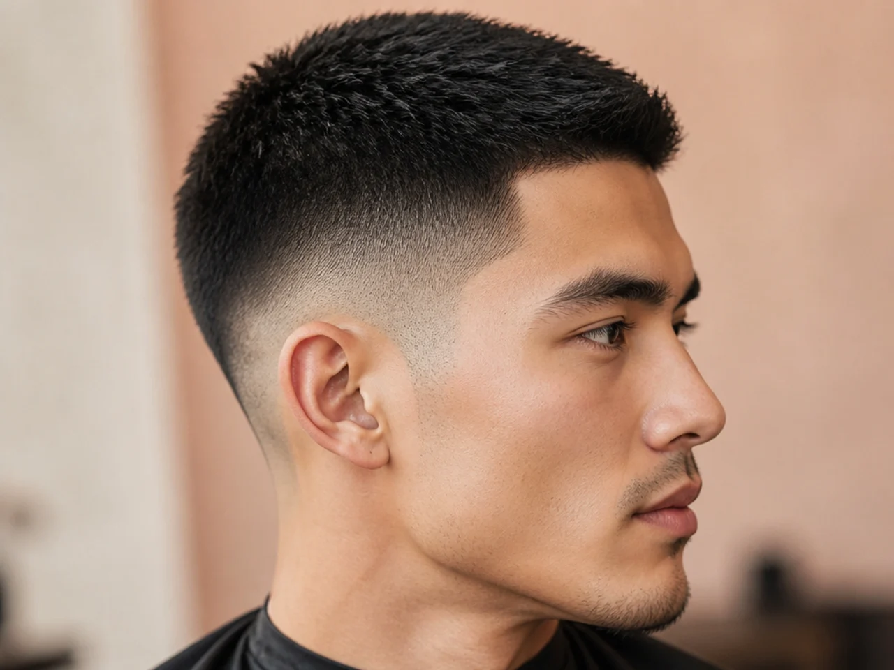 High-and-tight cut with flat top and low fade for a modern take