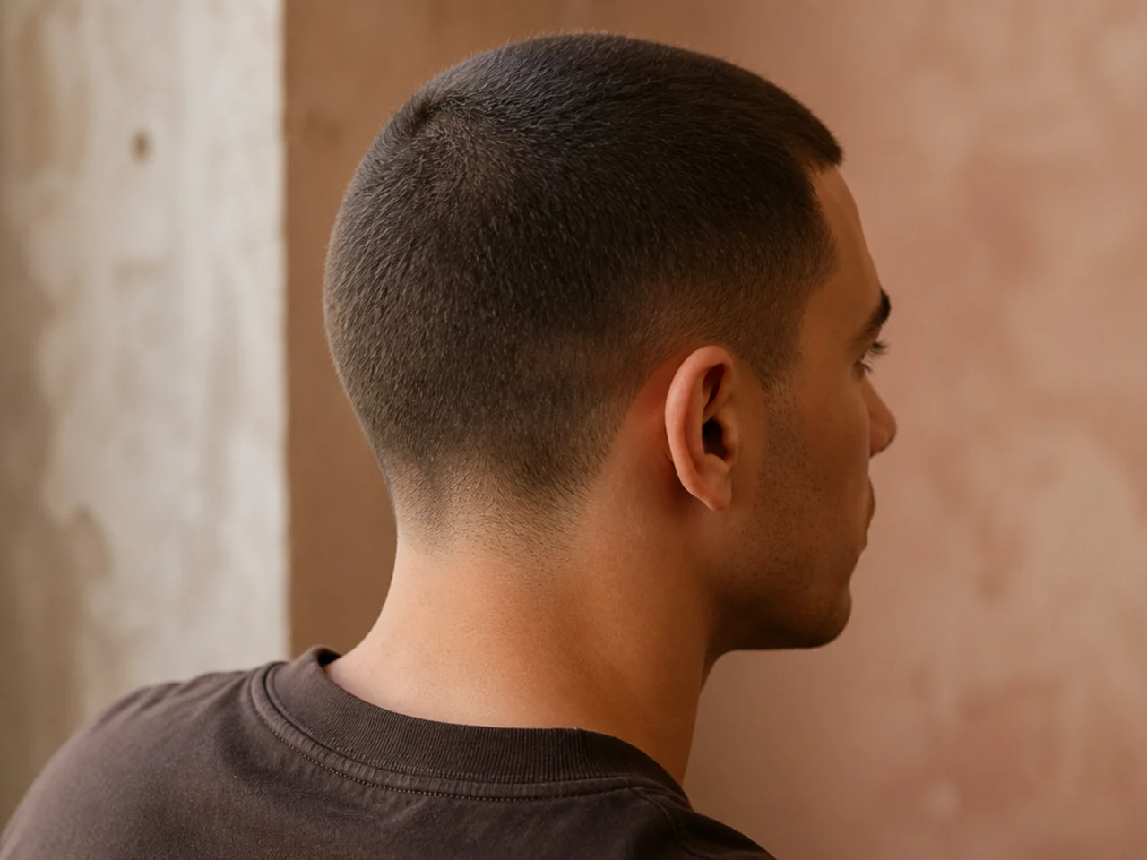 A butch cut at a number three guard