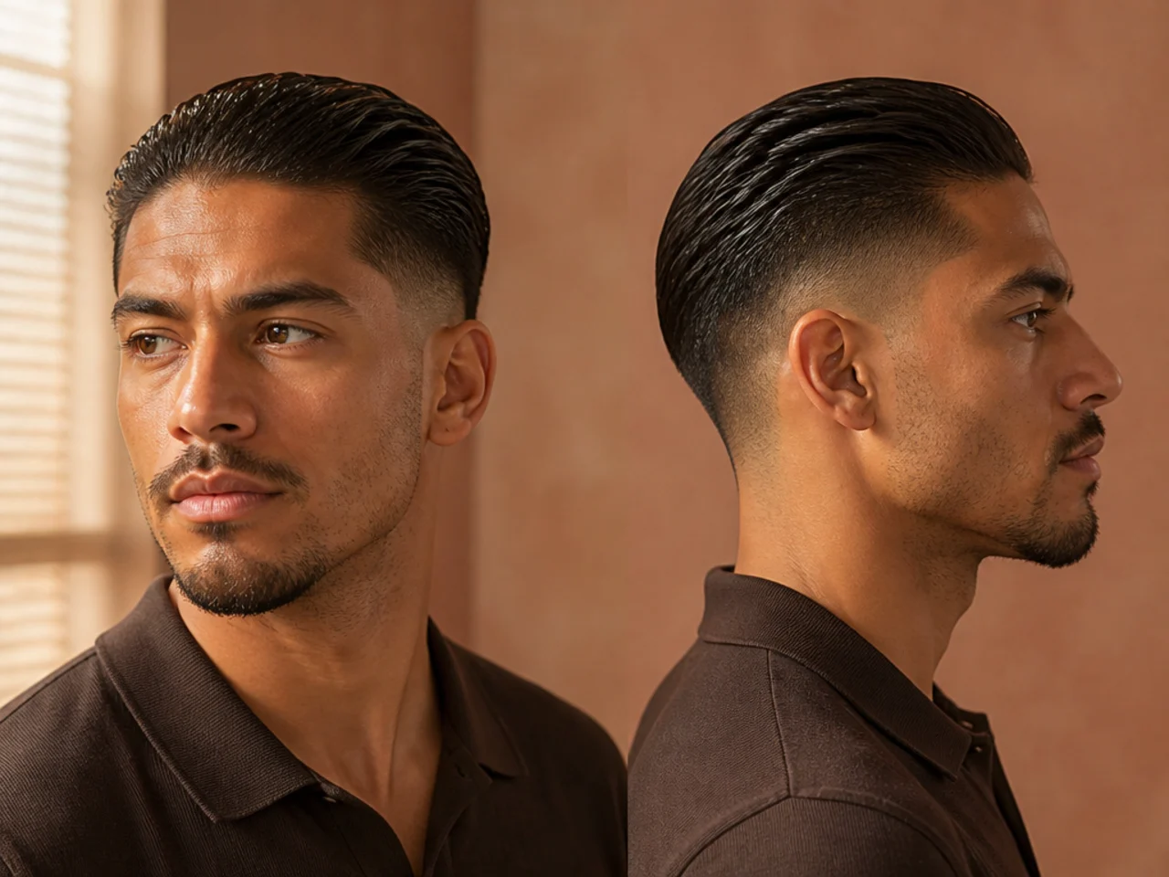 A short slicked-back cut
