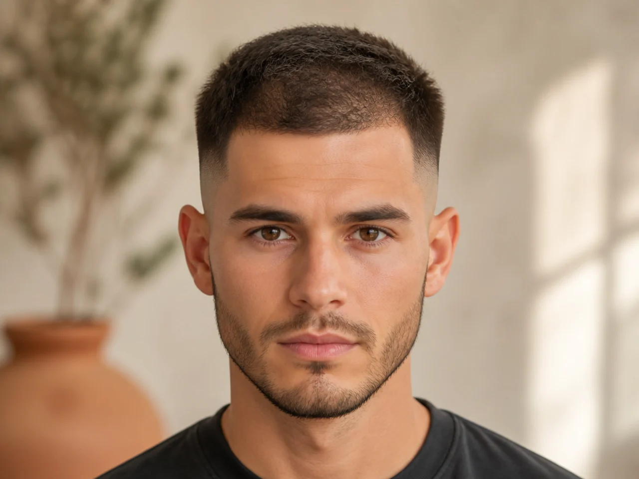 A short mid fade on thinning hair