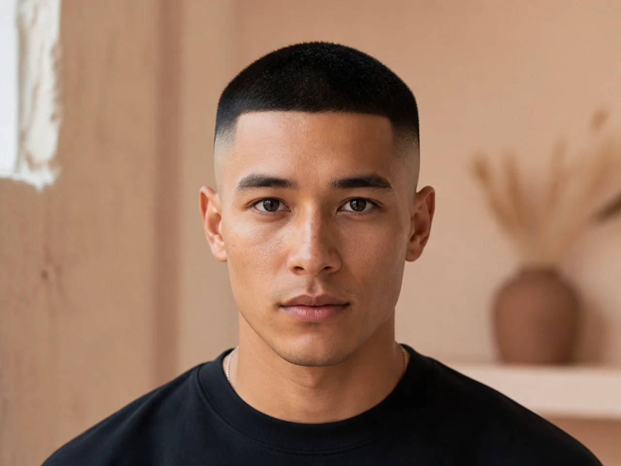 A buzz cut with a mid fade