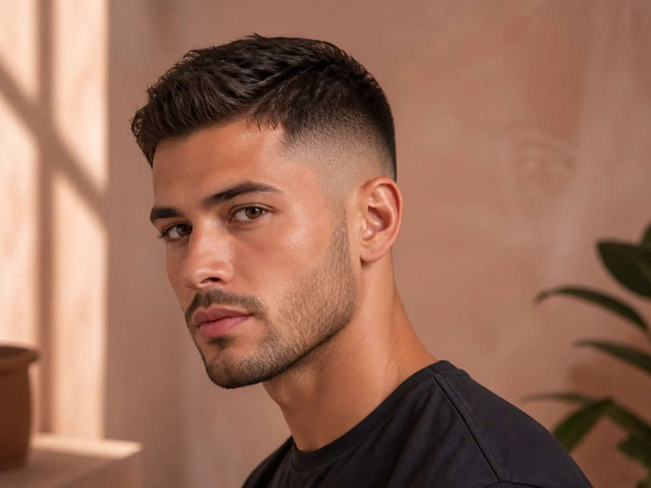 A short mid skin fade