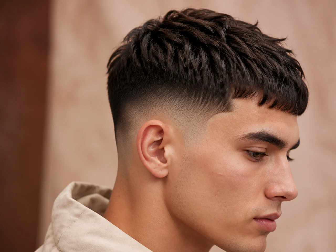 A short French crop with a mid fade