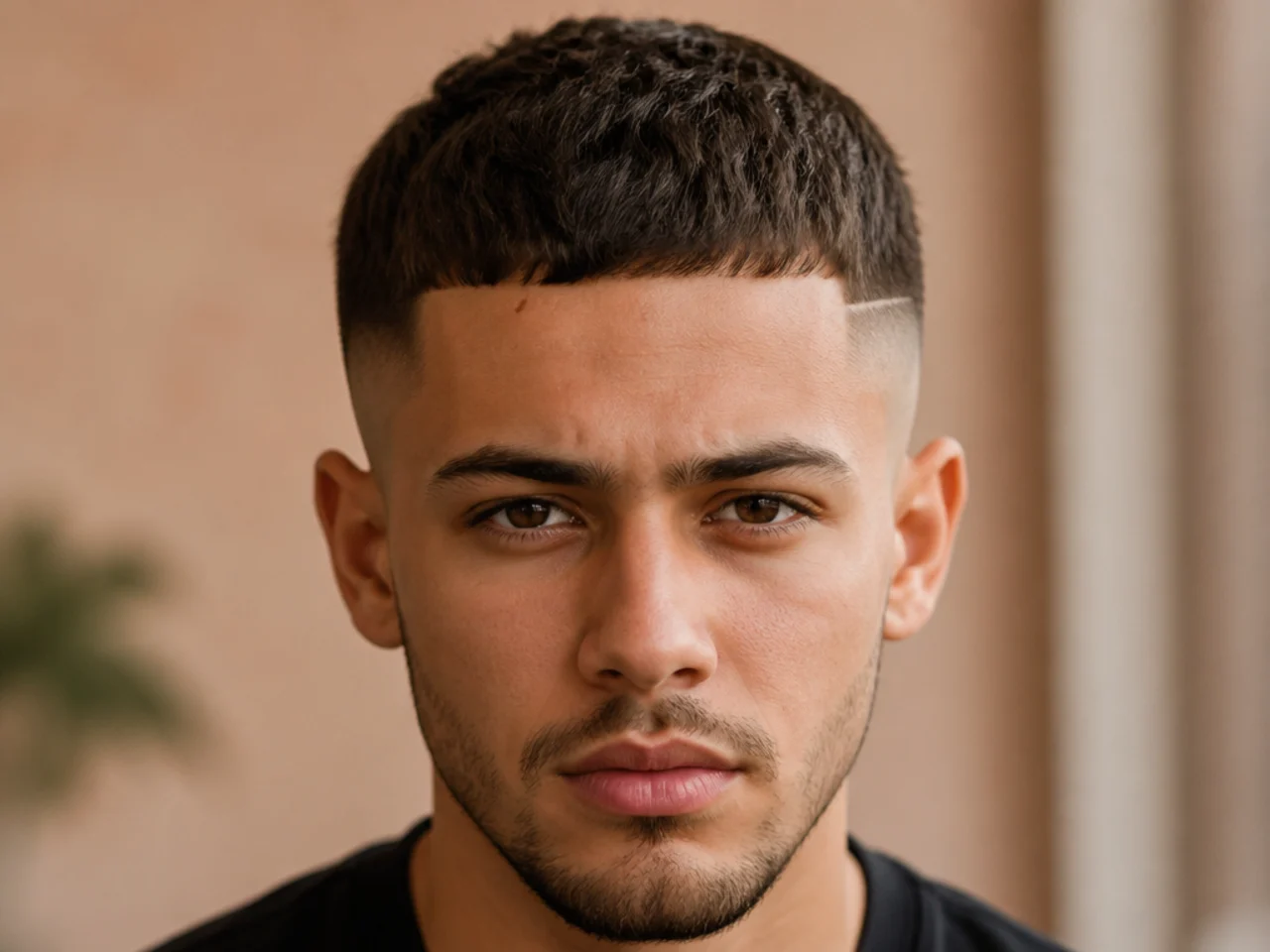 An uneven mid fade line on a short haircut