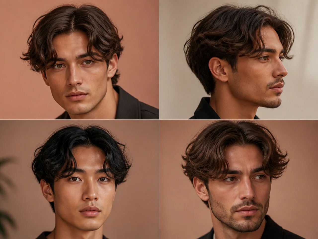 Short wavy middle part with natural wave pattern falling into a soft center split