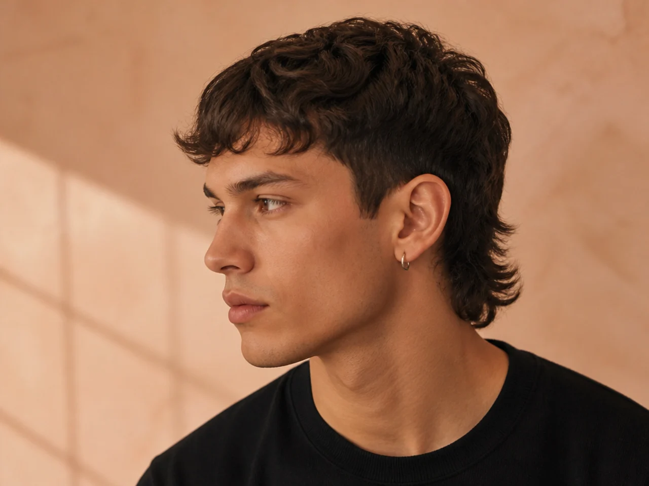Subtle short mullet with barely-there nape length and clean tapered sides