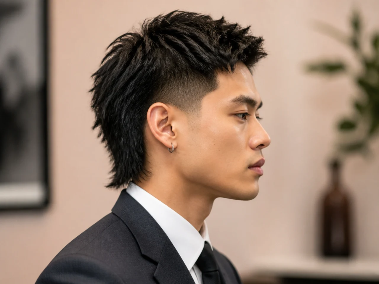 Business-safe short mullet with clean blended sides and softly styled top