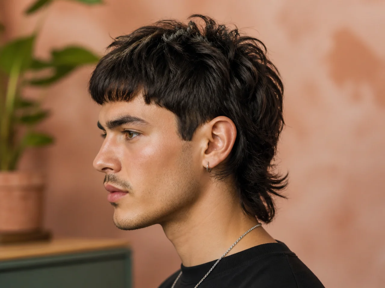 Retro short mullet with 80s-referenced structure and modern proportions