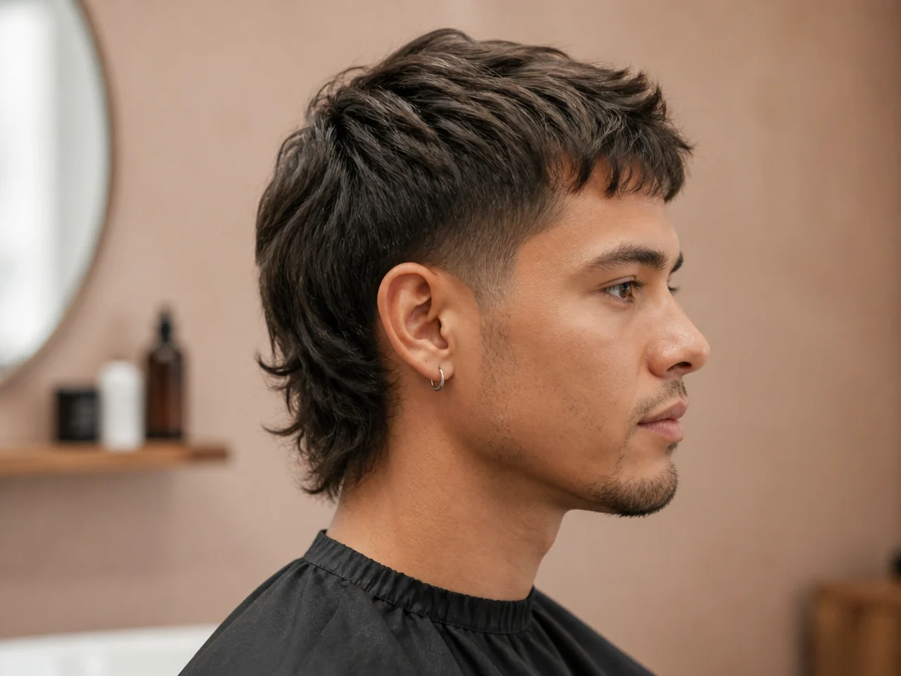 Kids-inspired short mullet with youthful proportions and clean tapered sides