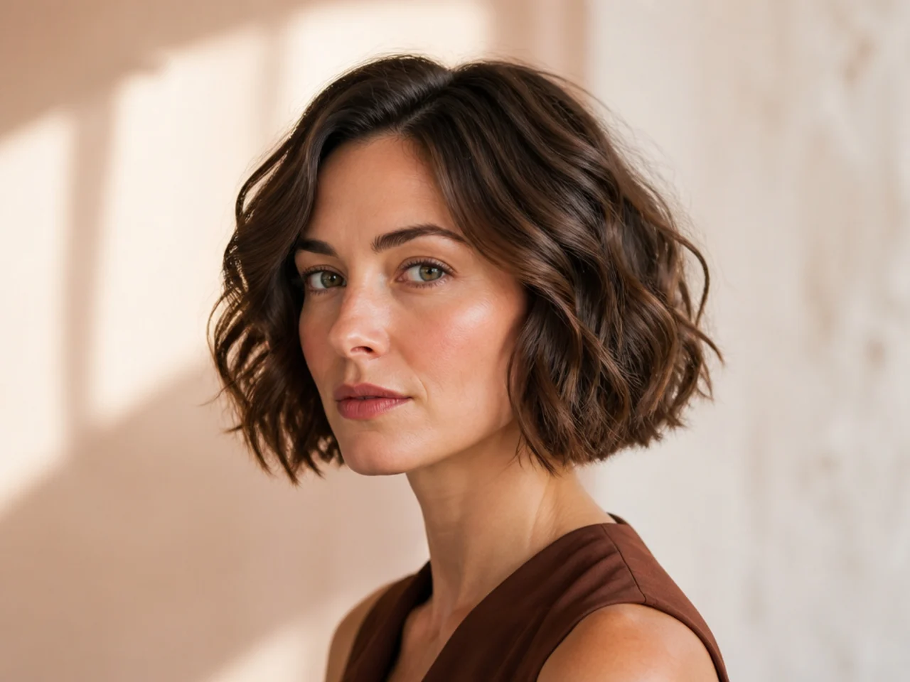 A bob on wavy hair