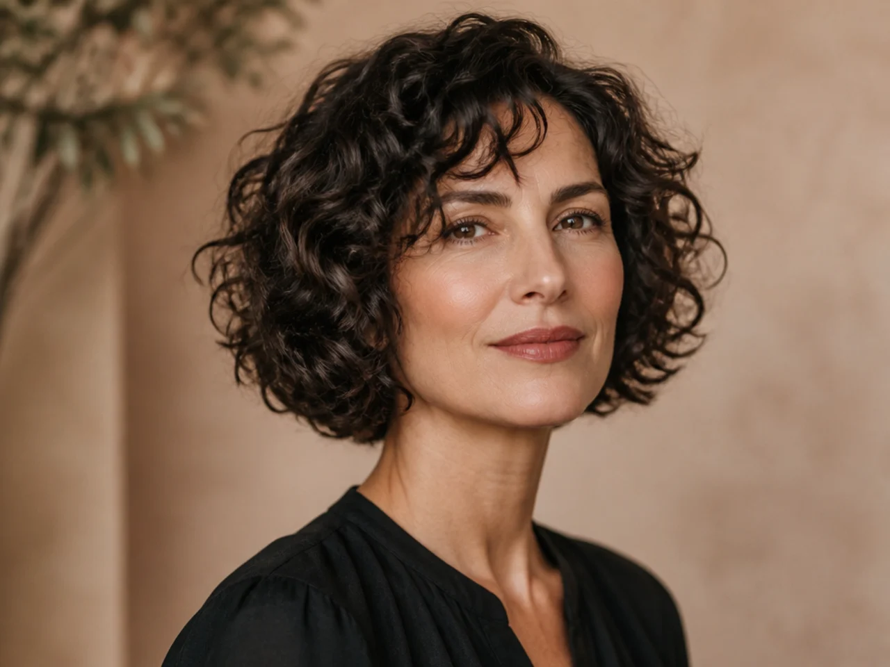 A bob on curly hair