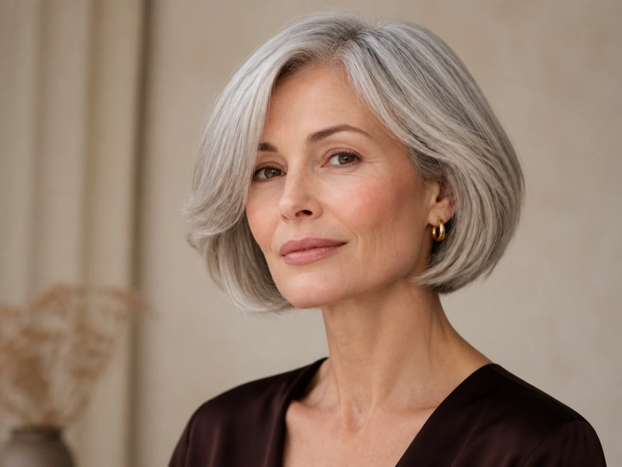 A bob on natural silver hair
