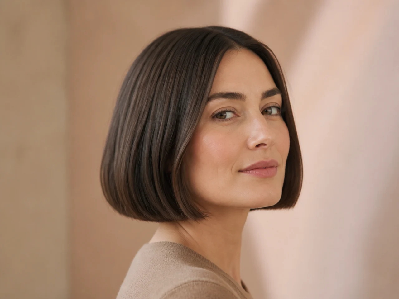 A jaw-length one-length bob