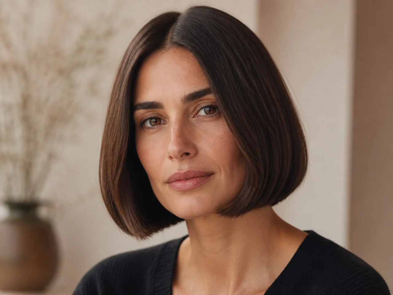 A bob with a centre part