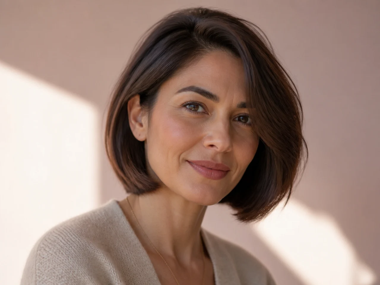 A bob with a soft side part