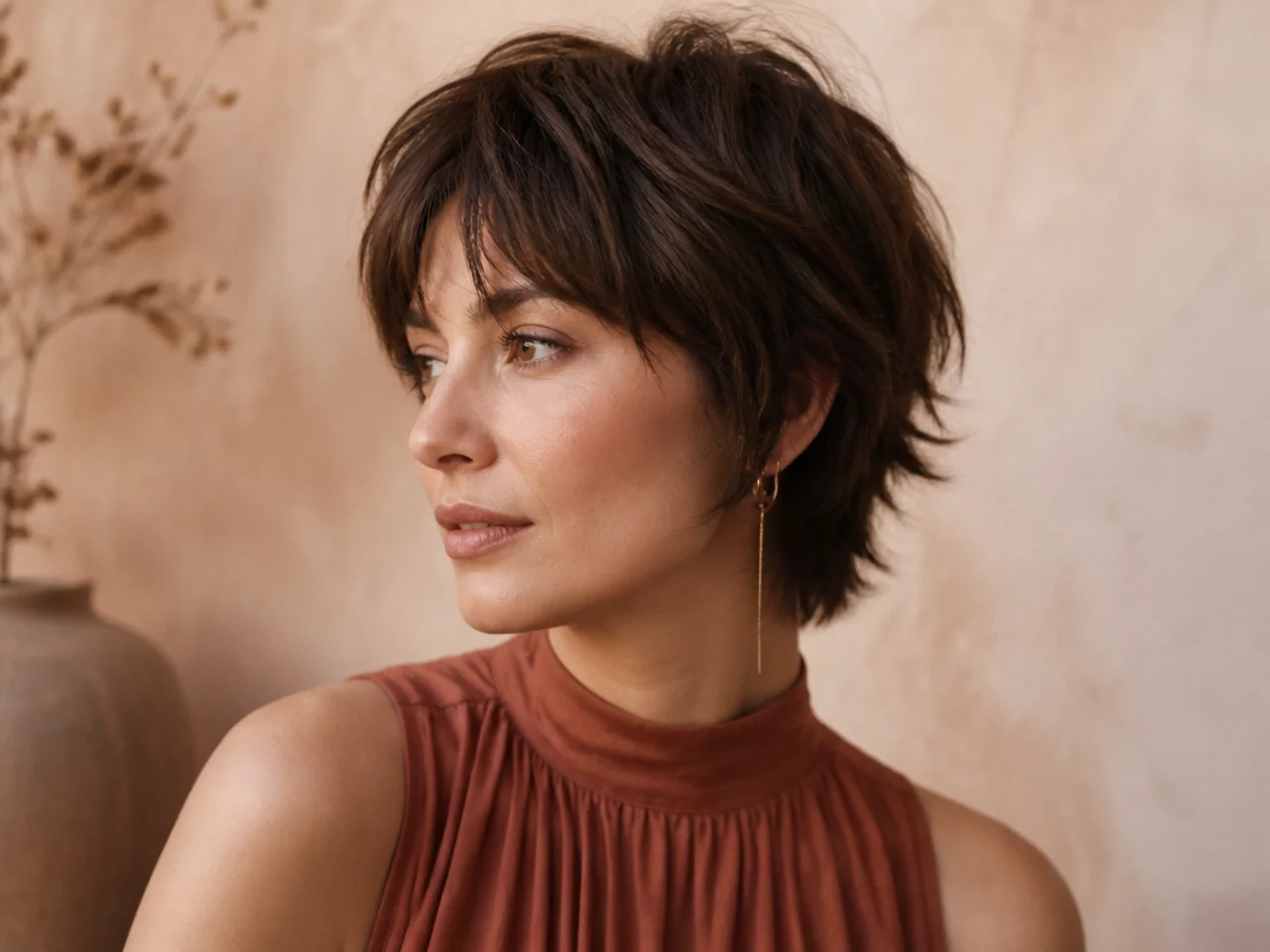 A short shag on fine hair with lifted roots and a solid perimeter