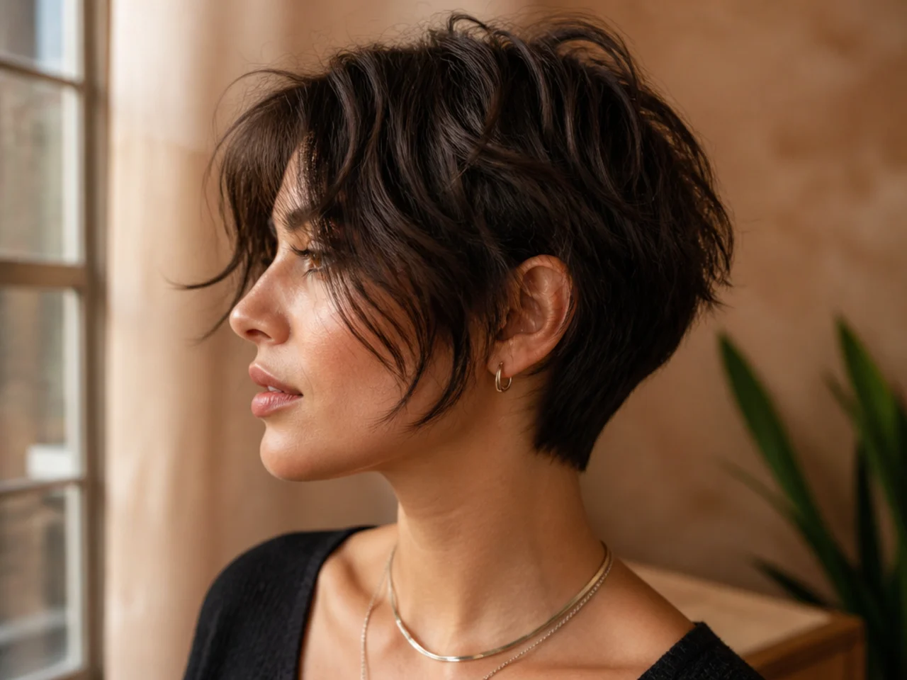 A bixie length shag with a close cut back and longer front pieces