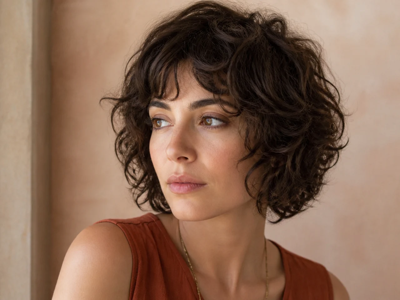 A short wavy shag air dried with natural bend through the ends