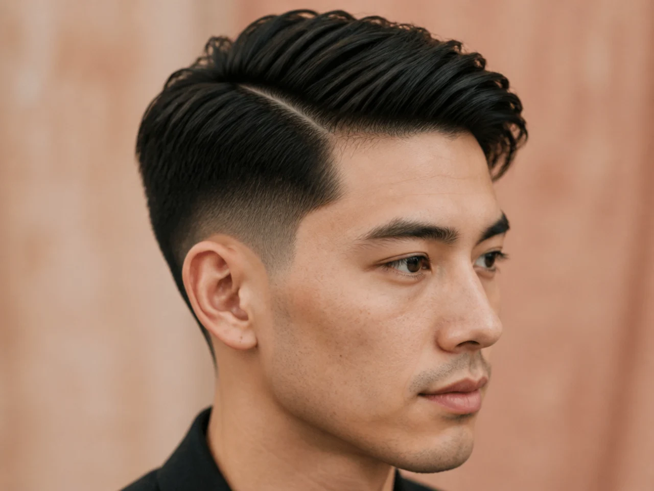 Barber trimming a short-top named haircut with a defined side parting on a young man
