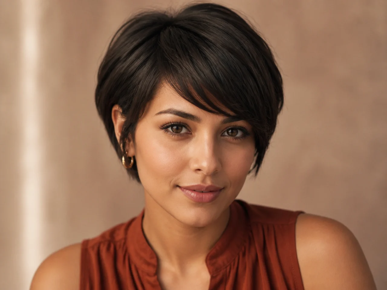 Short side swept bangs on thick hair