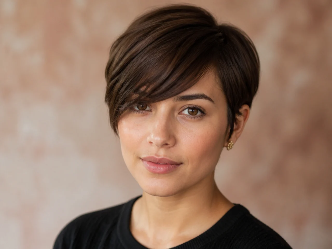 A short fringe grown down to eye level