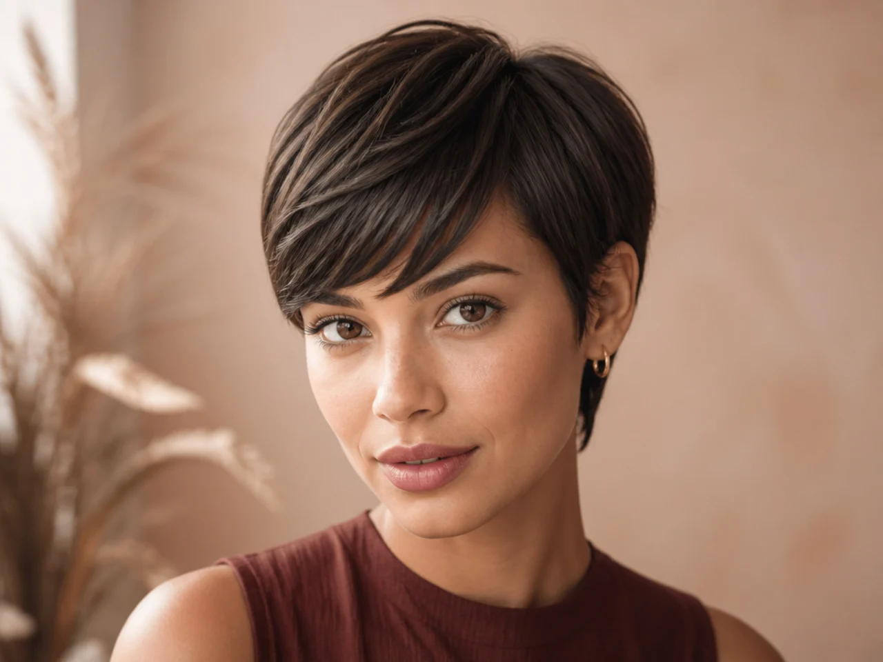 Above-brow side swept bangs