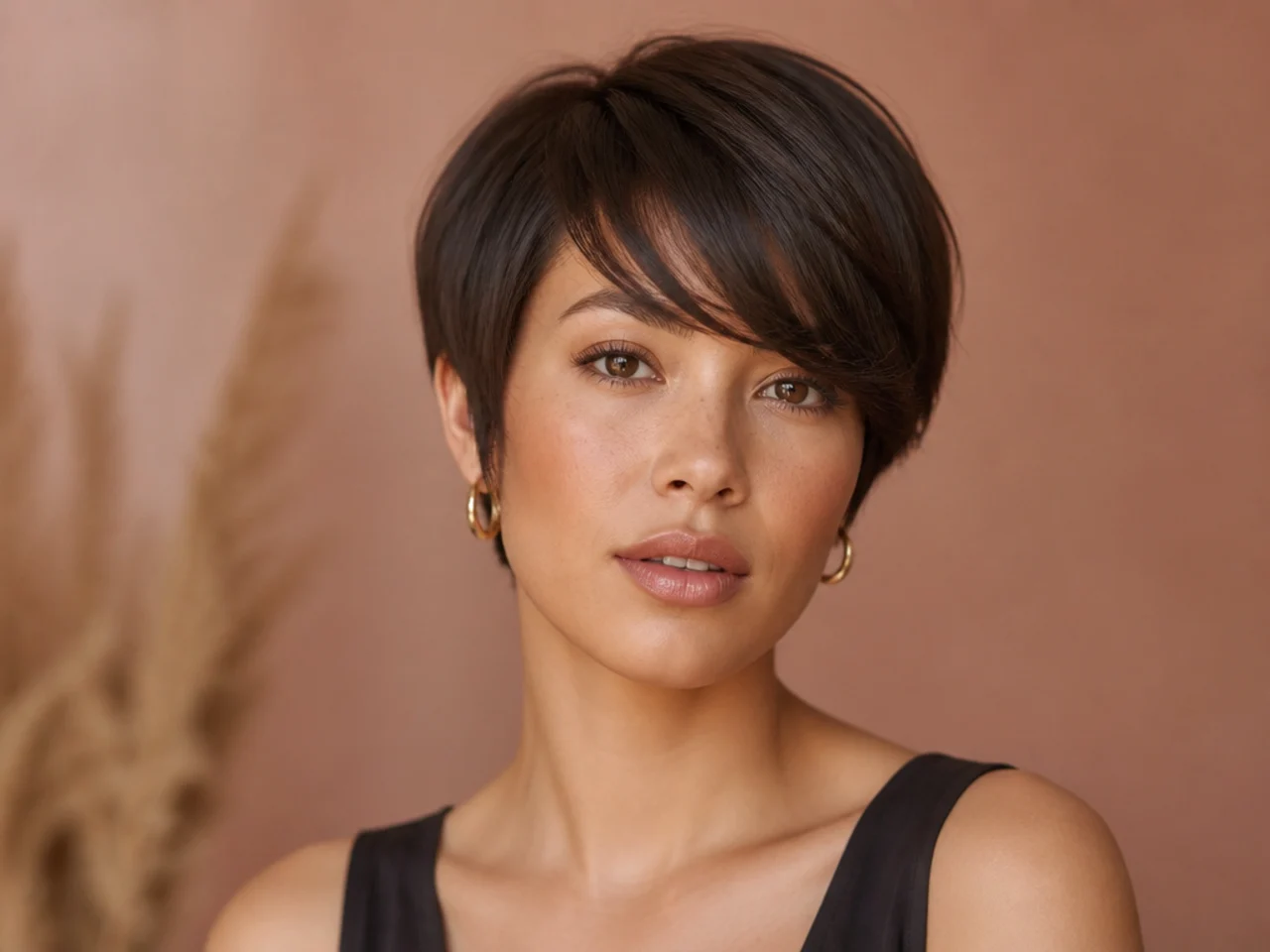Mid-brow side swept bangs