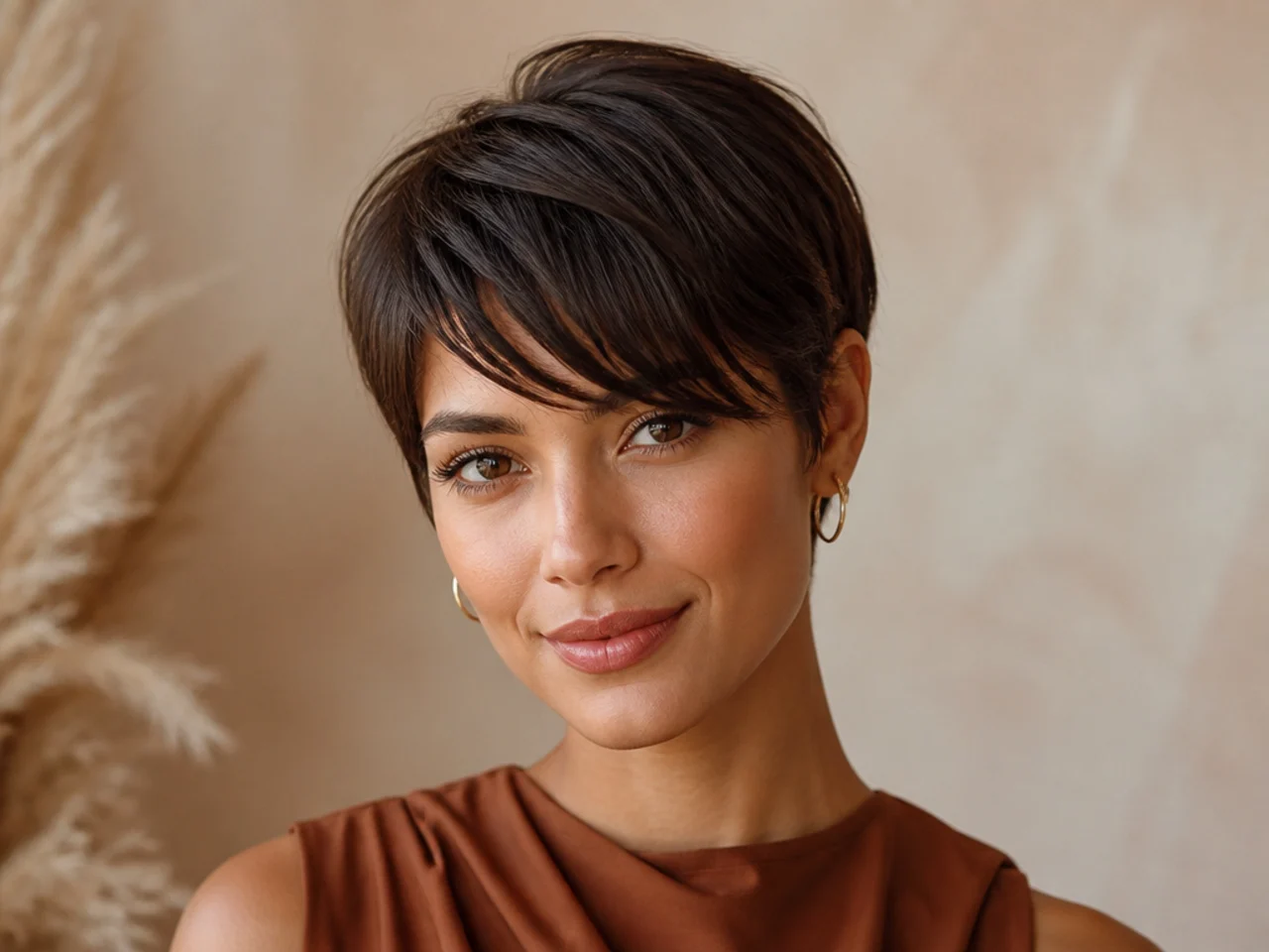 Short wispy side swept bangs