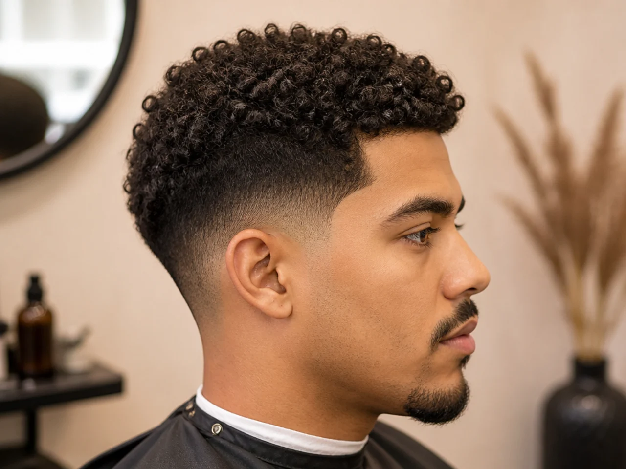 Barber running a #2 clipper guard through the middle of the taper zone on 4B hair with the guard progression visible in the fade