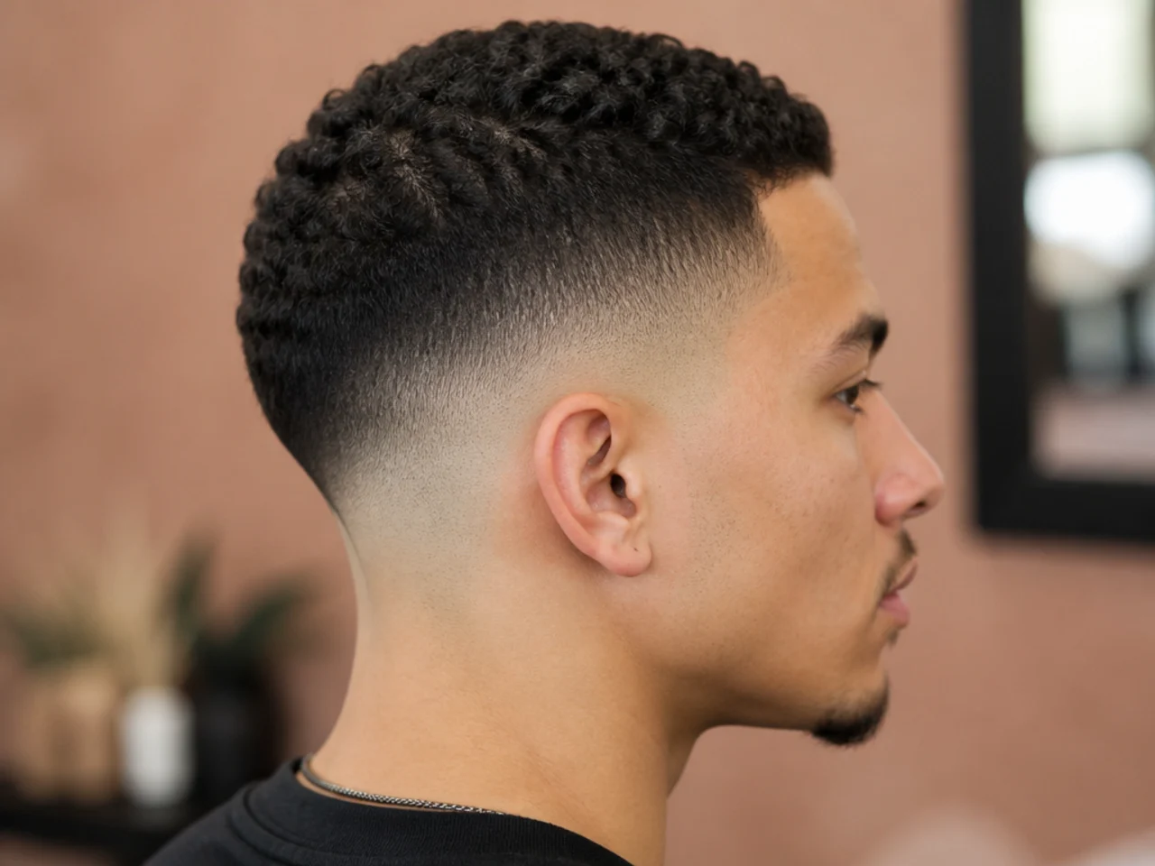 Short skin taper fade blended to bare skin