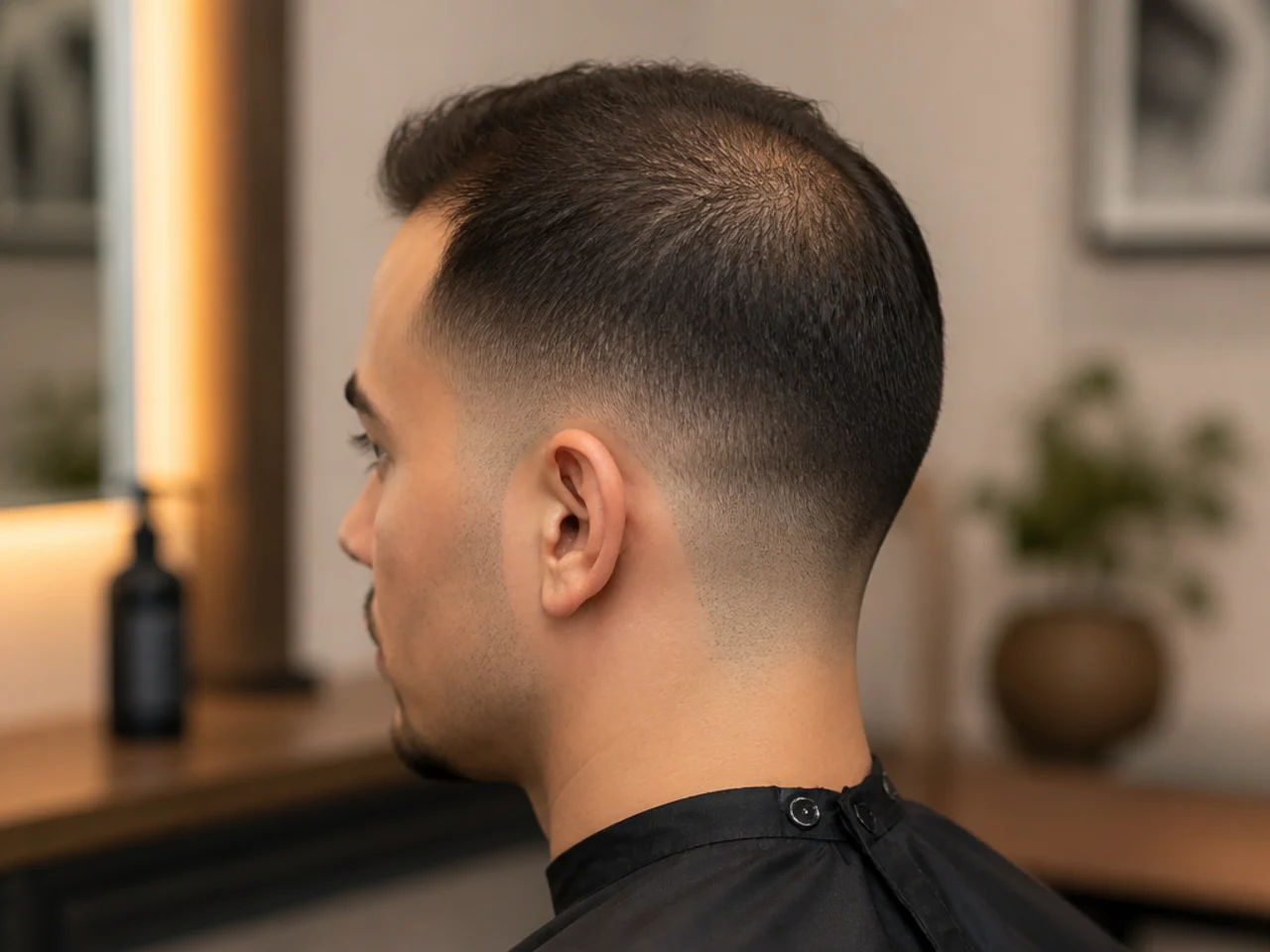 Short taper fade on thinning hair