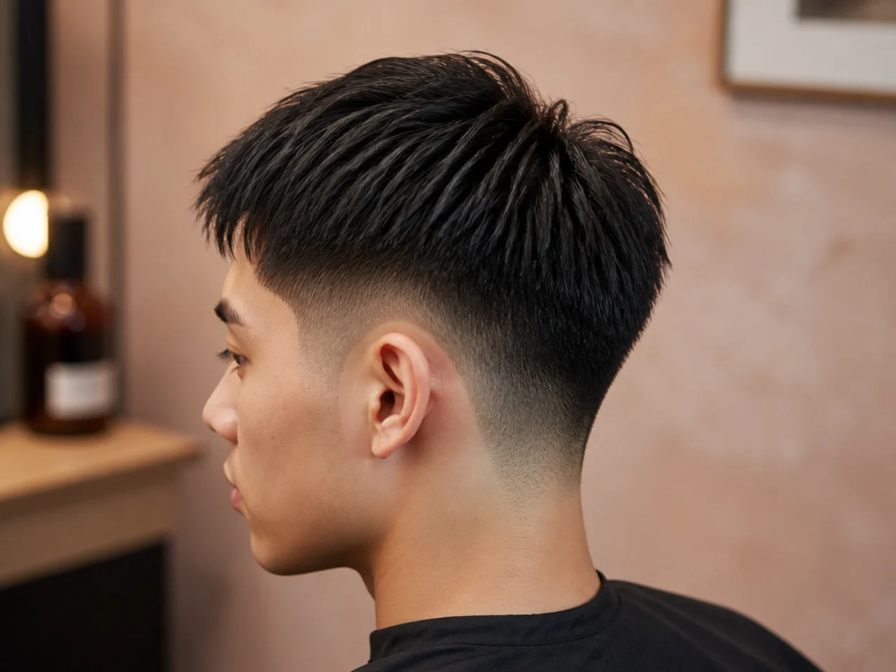 Short taper fade on fine straight hair