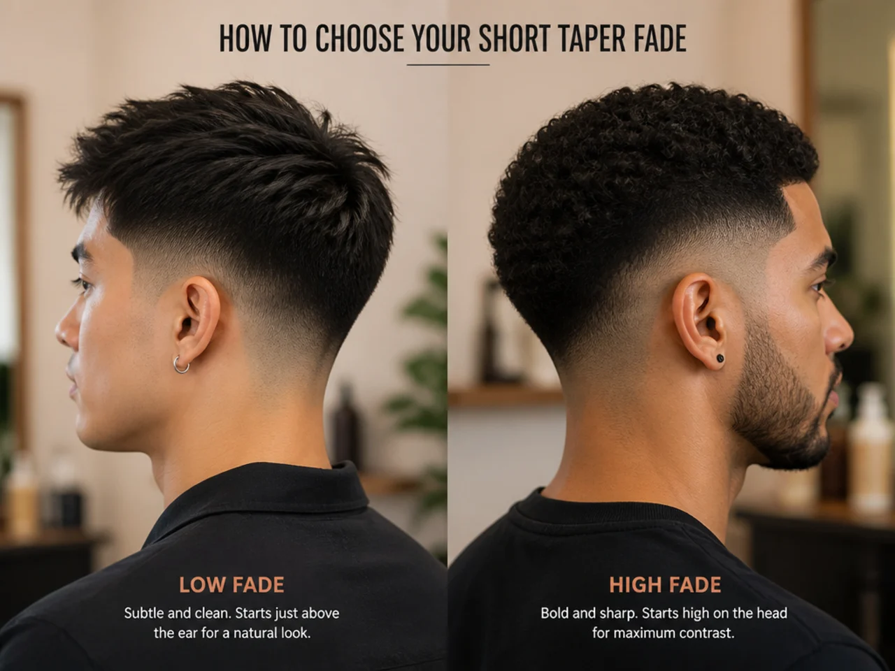 Short top shown with a low fade and a high fade to compare contrast