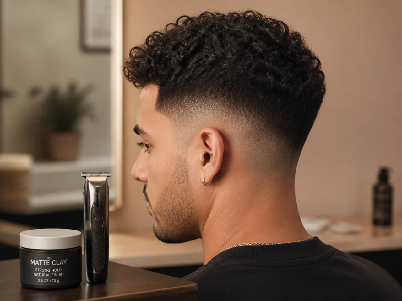 A small tub of matte clay and a neckline trimmer