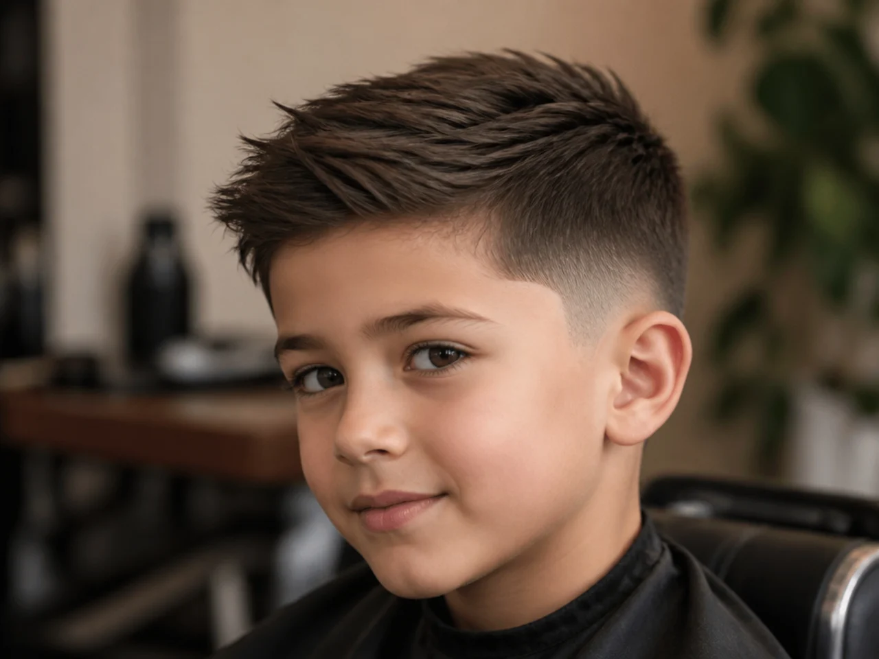 A boy with number two sides and a slightly longer front section