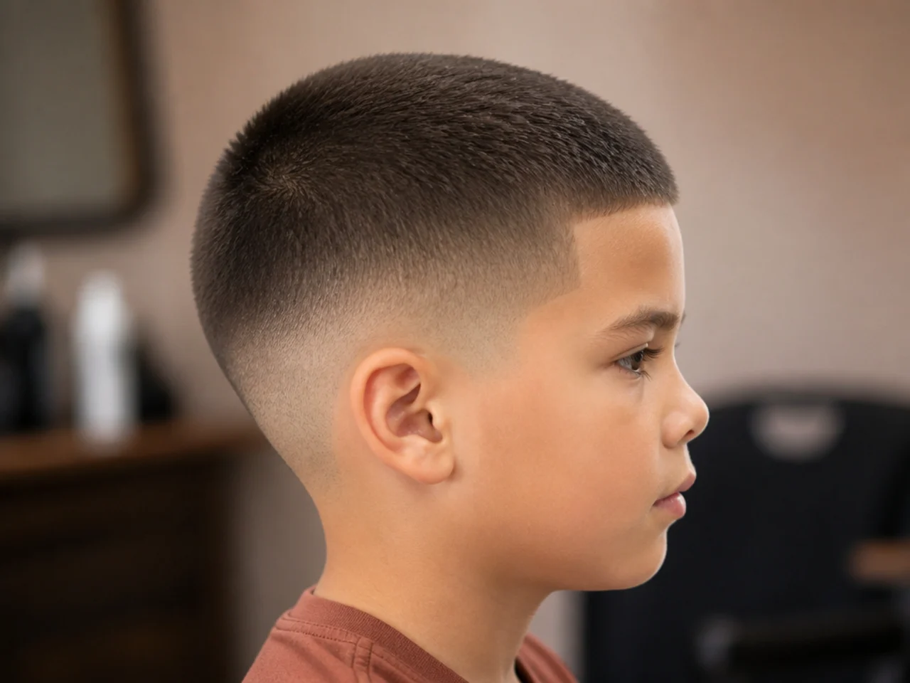 A boy's buzz cut five weeks after cutting