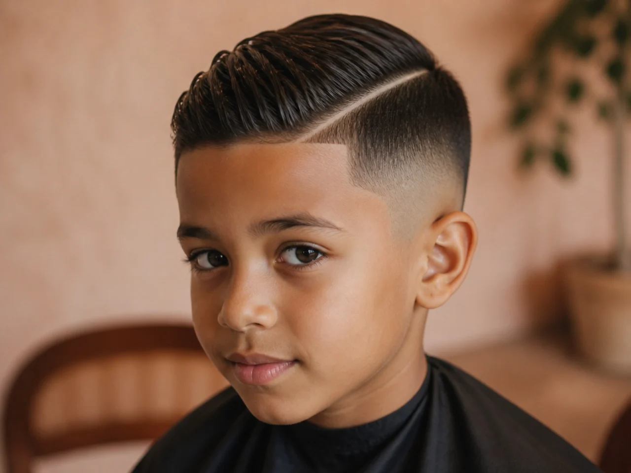 A boy with number two sides and a shaved hard part
