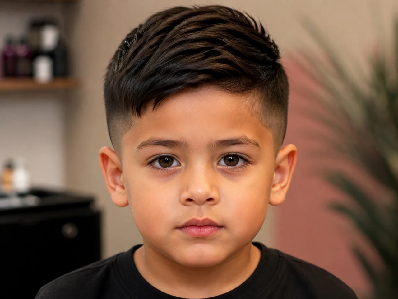 A boy's short haircut showing an overgrown neckline