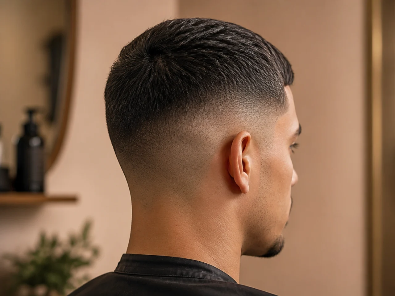 Two clipper lengths blended on the side of a head showing low contrast