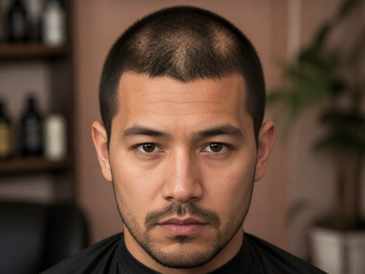 A buzz cut that has grown unevenly across the crown