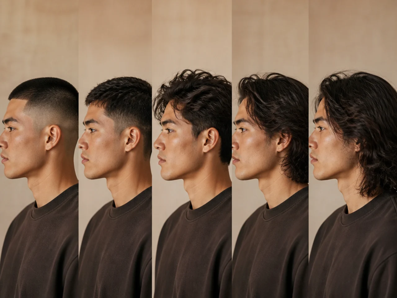 A hair growth timeline from short to long