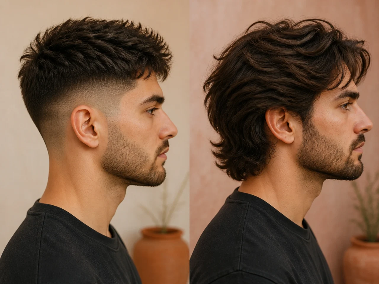 Thick hair compared at short and long lengths
