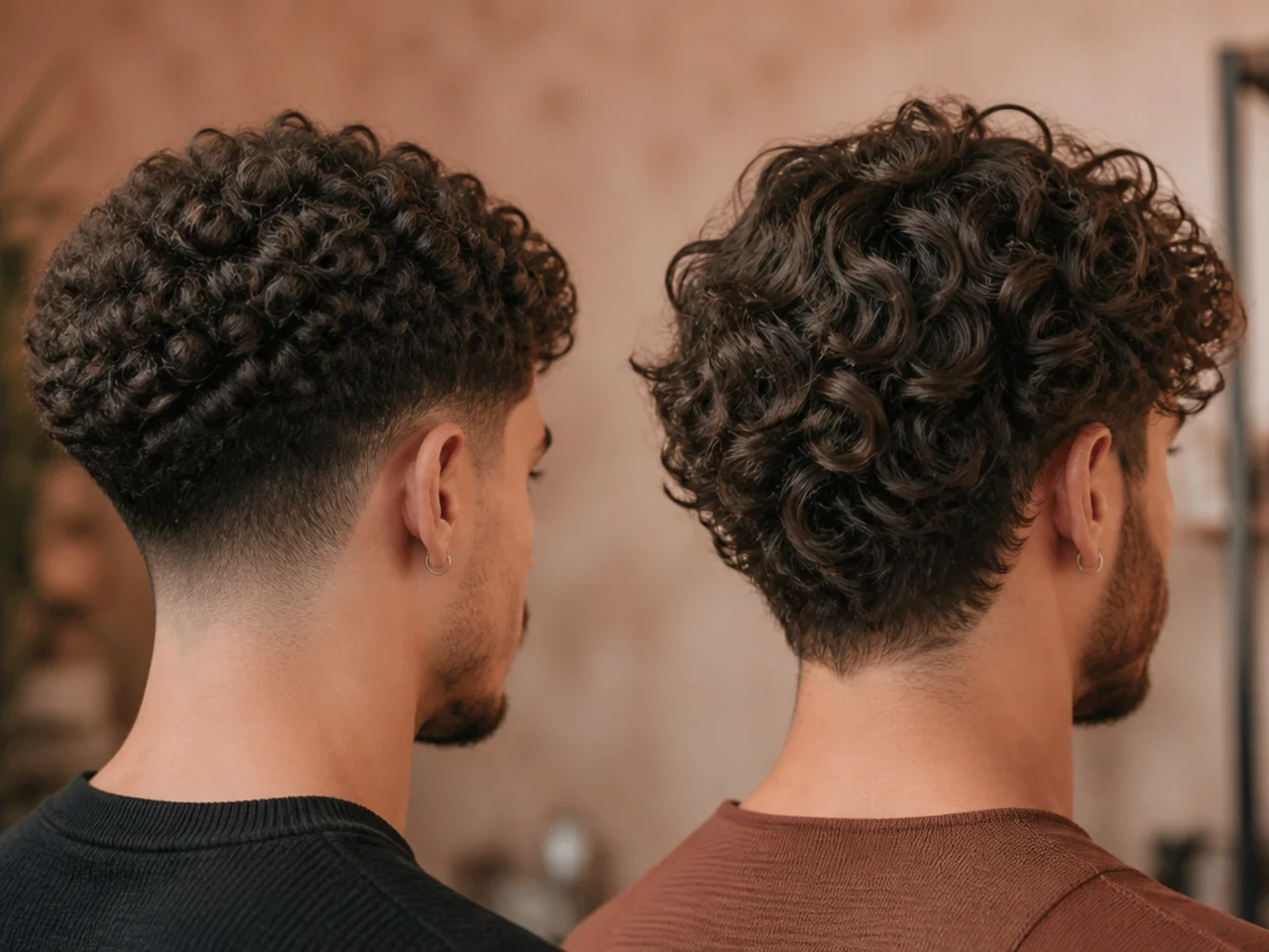 Curly hair compared at short and long lengths