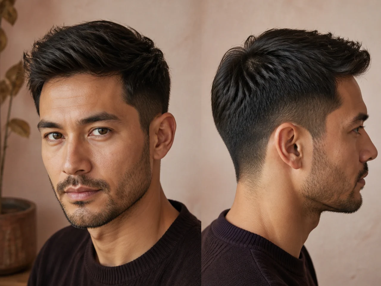 Medium-length hair lying flat over a crown cowlick