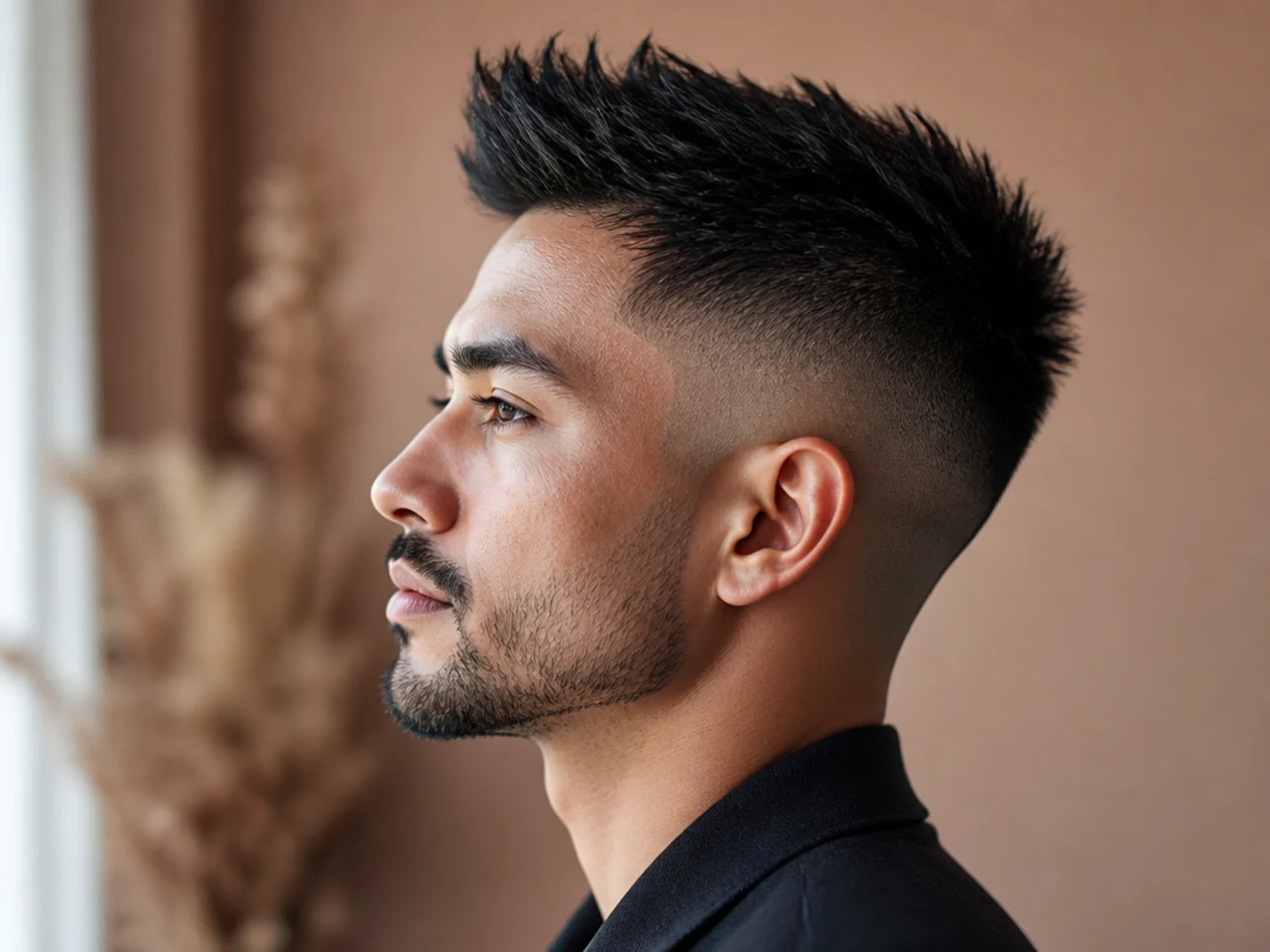 A short haircut still standing up late in the day