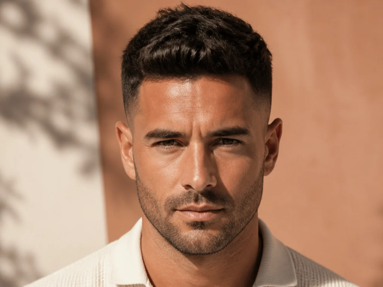 A short cut on very thick hair in bright summer light