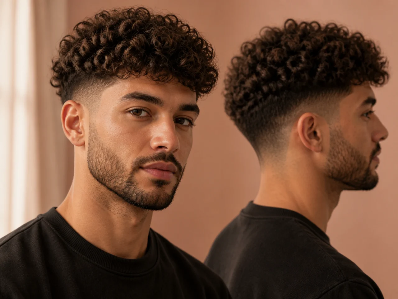 Medium-length curly hair with a defined curl pattern