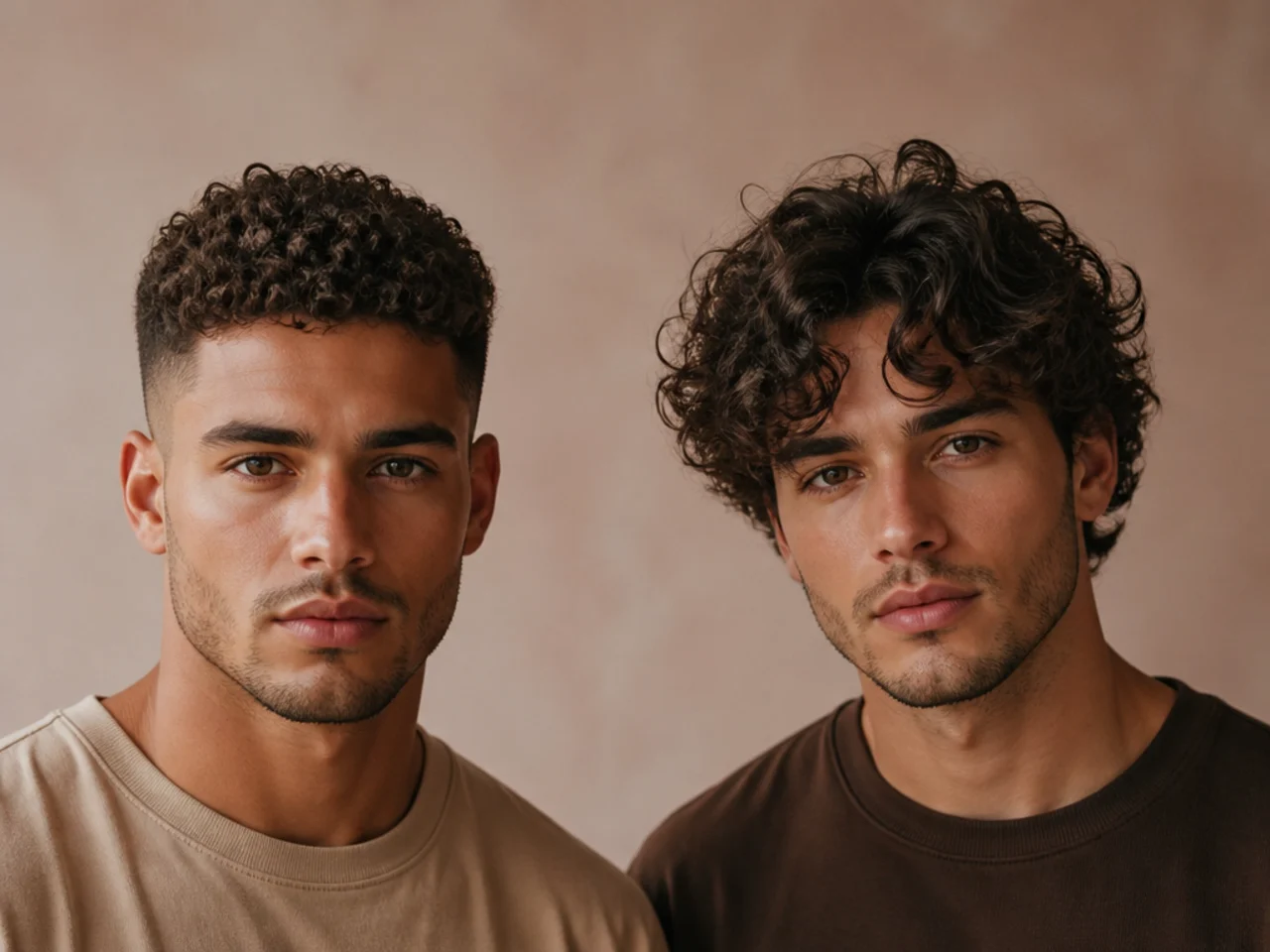 Curly hair compared at short and medium lengths