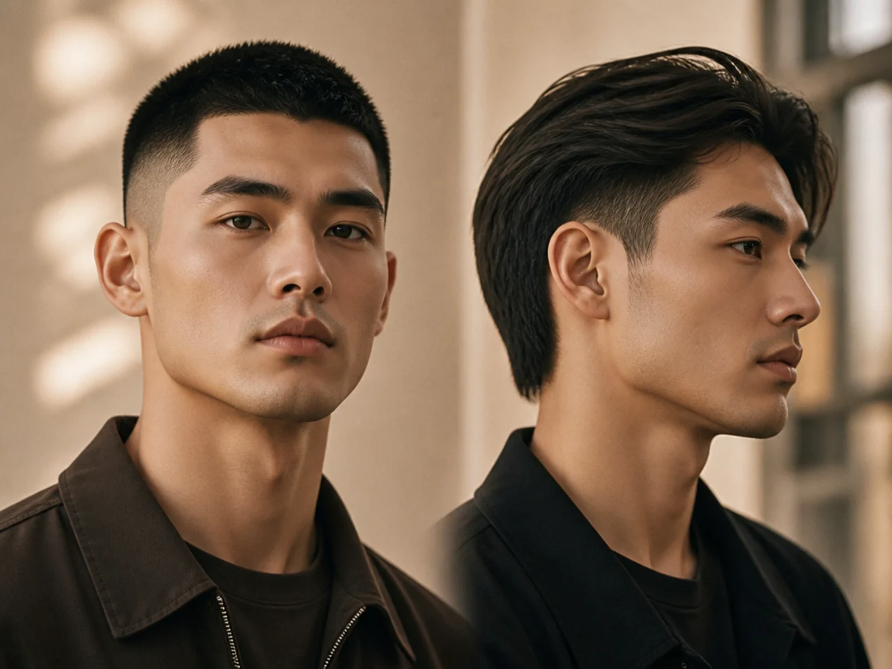 Face shape controlled by cut versus by gravity