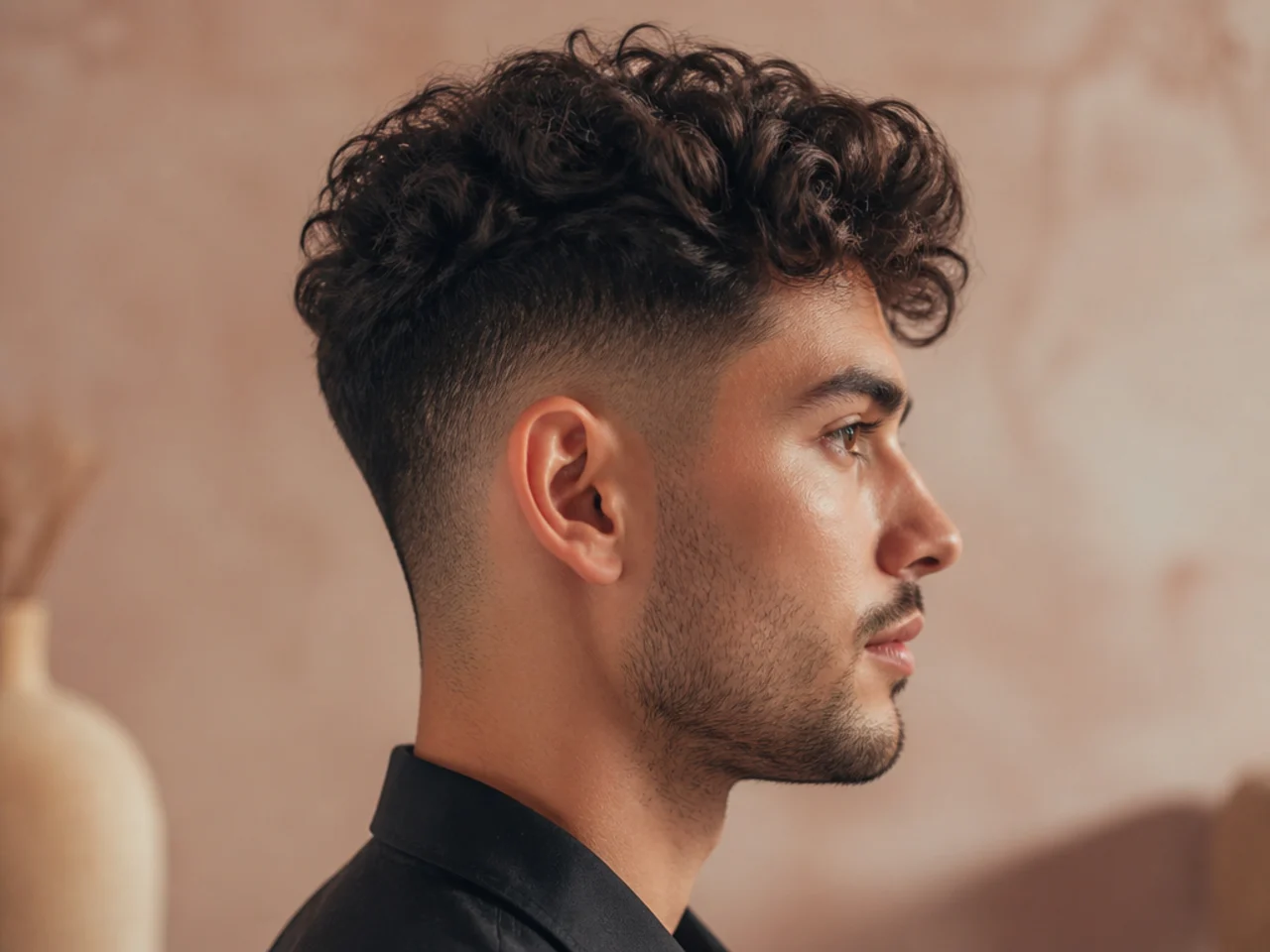 Hair standing at short length and falling at medium length